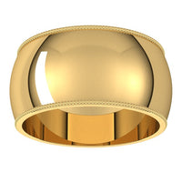 10K Yellow Gold 10 mm Milgrain Half Round Wedding Band 3