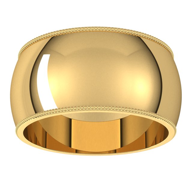 18K Yellow Gold 10 mm Milgrain Half Round Wedding Band 3