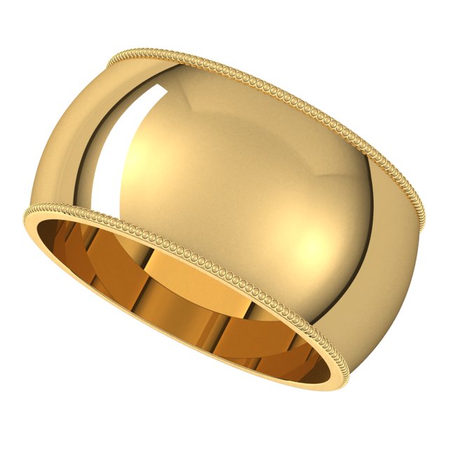 10K Yellow Gold 10 mm Milgrain Half Round Wedding Band 5