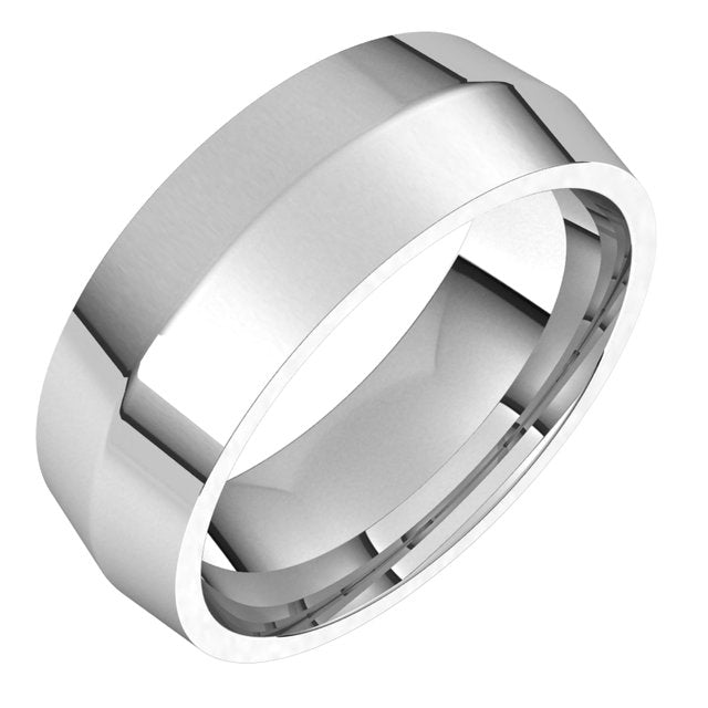 18K White Gold 7 mm Knife Edge Comfort Fit Wedding Band 1