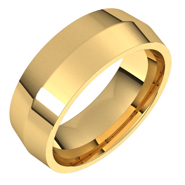 18K Yellow Gold 7 mm Knife Edge Comfort Fit Wedding Band 1