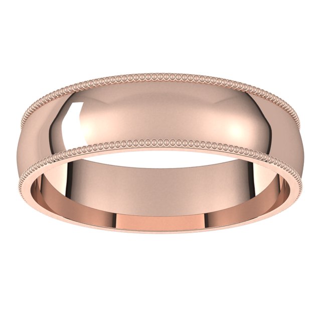 14K Rose Gold 5 mm Milgrain Half Round Comfort Fit Light Wedding Band 3