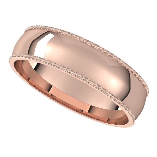 14K Rose Gold 5 mm Milgrain Half Round Comfort Fit Light Wedding Band 5