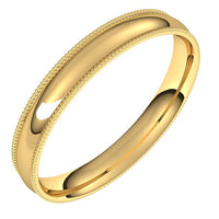 14K Yellow Gold 3 mm Milgrain Half Round Comfort Fit Light Wedding Band 1