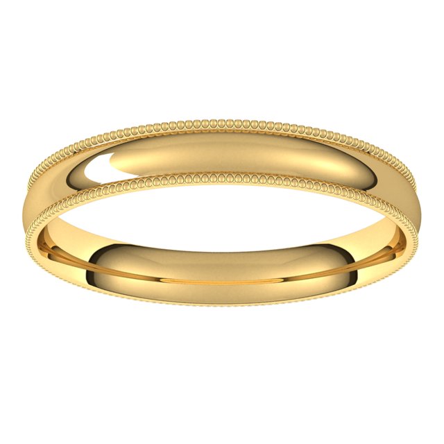 14K Yellow Gold 3 mm Milgrain Half Round Comfort Fit Light Wedding Band 3