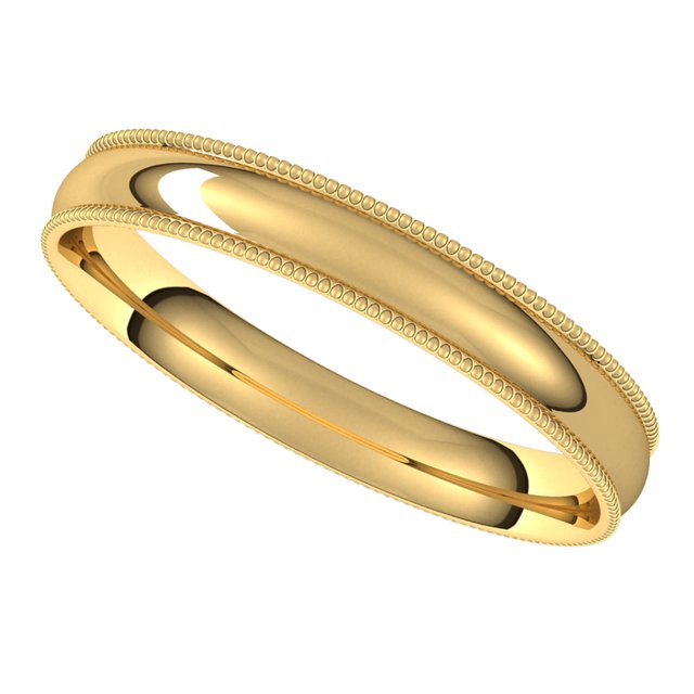 18K Yellow Gold 3 mm Milgrain Half Round Comfort Fit Light Wedding Band 5