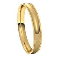 18K Yellow Gold 3 mm Milgrain Half Round Comfort Fit Light Wedding Band 6