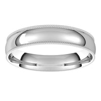 18K White Gold 4 mm Milgrain Half Round Comfort Fit Light Wedding Band 3