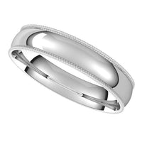 18K White Gold 4 mm Milgrain Half Round Comfort Fit Light Wedding Band 5