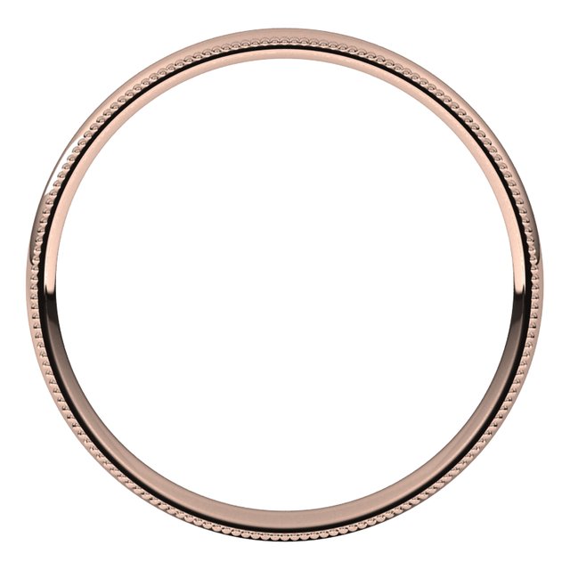 18K Rose Gold 2.5 mm Milgrain Half Round Comfort Fit Light Wedding Band 2