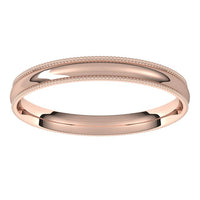 18K Rose Gold 2.5 mm Milgrain Half Round Comfort Fit Light Wedding Band 3