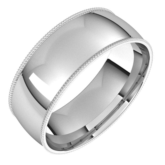 Sterling Silver 7 mm Milgrain Half Round Comfort Fit Light Wedding Band 1