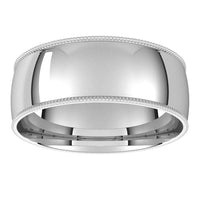 14K White Gold 7 mm Milgrain Half Round Comfort Fit Light Wedding Band 3