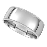 18K White Gold 7 mm Milgrain Half Round Comfort Fit Light Wedding Band 5