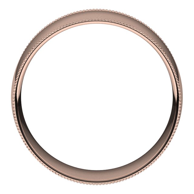 14K Rose Gold 8 mm Milgrain Half Round Comfort Fit Light Wedding Band 2