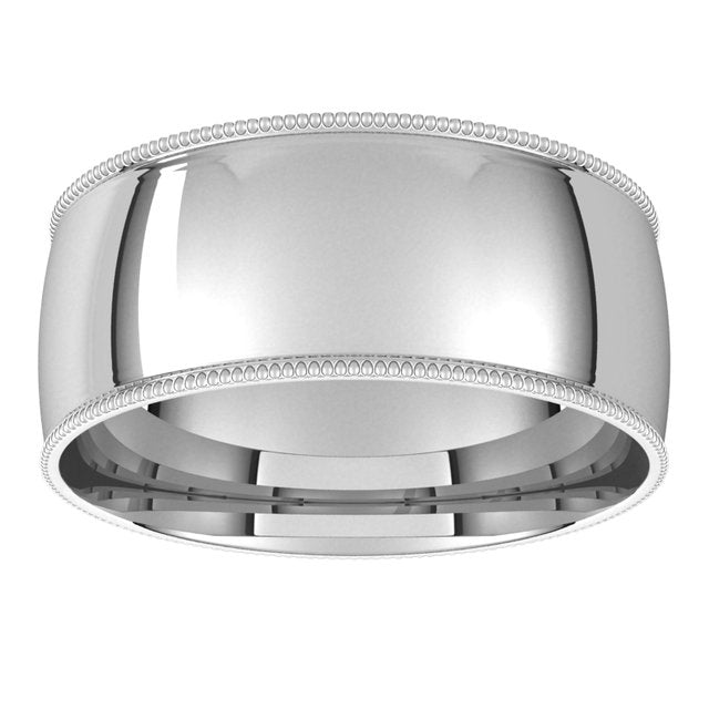 10K White Gold 8 mm Milgrain Half Round Comfort Fit Light Wedding Band 3