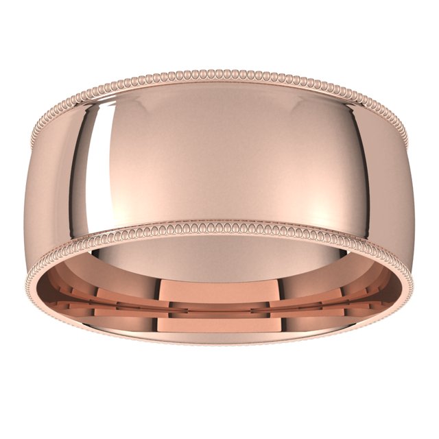 14K Rose Gold 8 mm Milgrain Half Round Comfort Fit Light Wedding Band 3