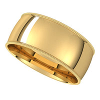 10K Yellow Gold 8 mm Milgrain Half Round Comfort Fit Light Wedding Band 5