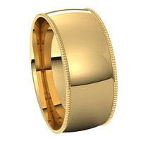 10K Yellow Gold 8 mm Milgrain Half Round Comfort Fit Light Wedding Band 6