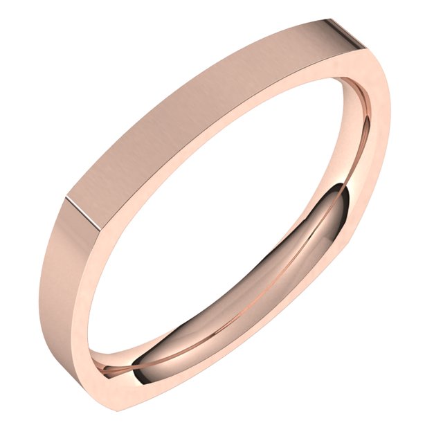 14K Rose Gold 2.5 mm Square Comfort Fit Wedding Band 1