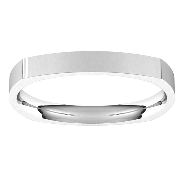 10K White Gold 2.5 mm Square Comfort Fit Wedding Band 3