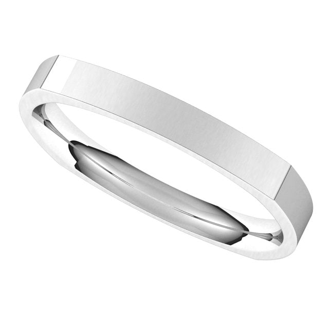 10K White Gold 2.5 mm Square Comfort Fit Wedding Band 5