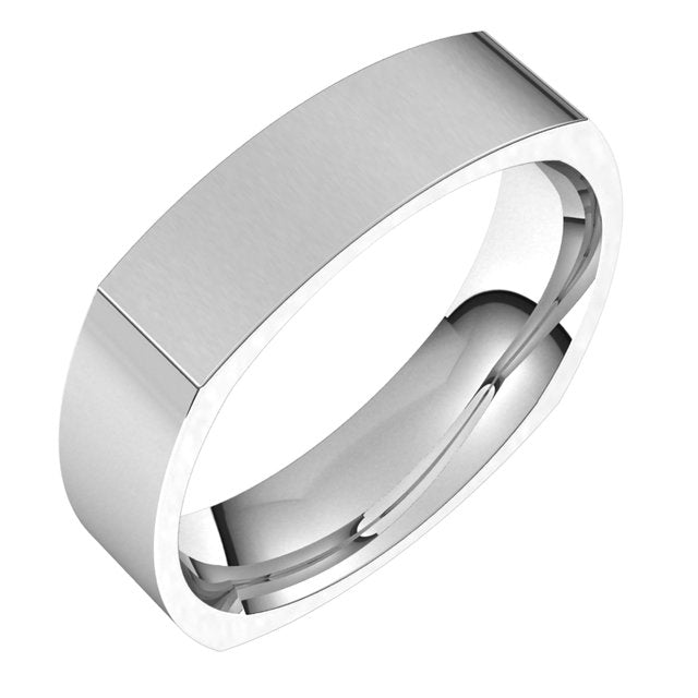 Platinum 5 mm Square Comfort Fit Wedding Band 1