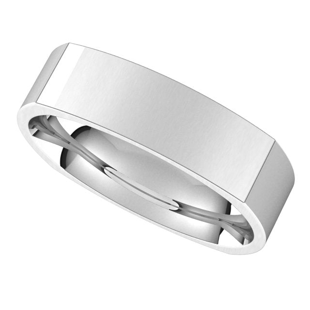 Platinum 5 mm Square Comfort Fit Wedding Band 5