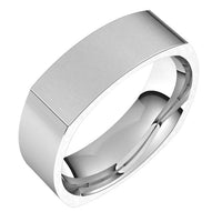 14K White Gold 6 mm Square Comfort Fit Wedding Band 1