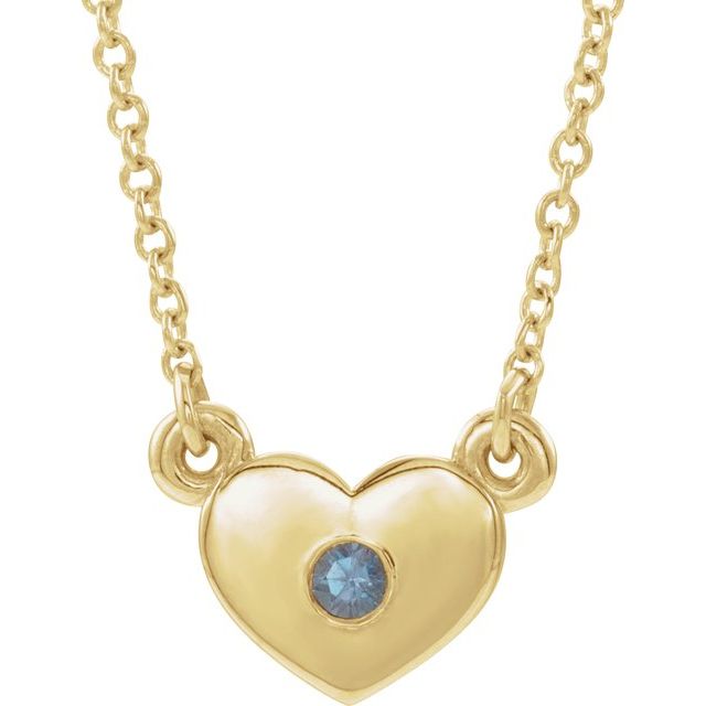 14K Yellow Alexandrite Heart 16" Necklace 1