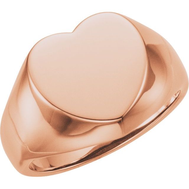 14K Rose 12x12 mm Heart Signet Ring 1