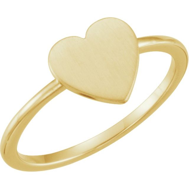 14K Yellow Heart Engravable Ring 1