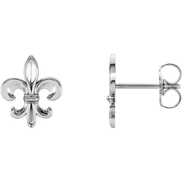 14K White Fleur-De-Lis Earrings 1