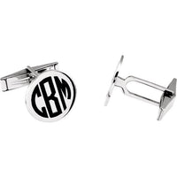 14K White Engravable Cuff Links 1