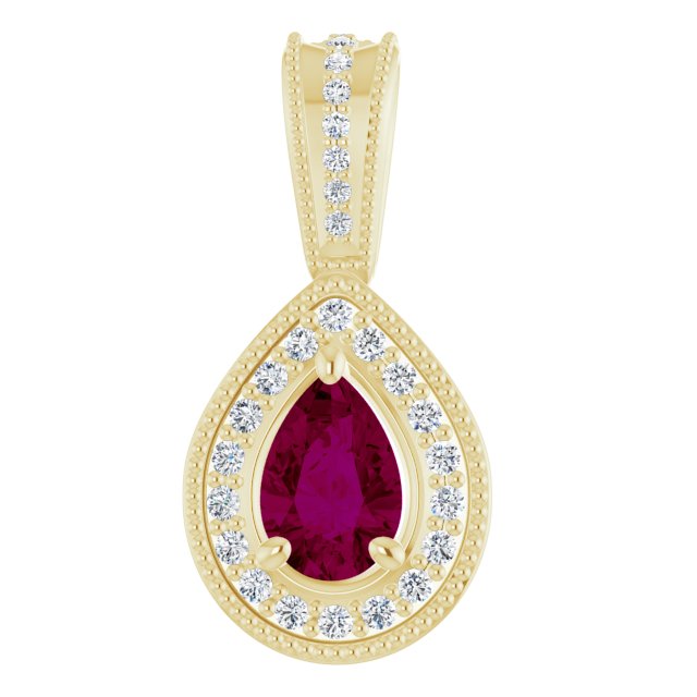 14K Yellow Rhodolite Garnet & 1/10 CTW Diamond Pendant 1