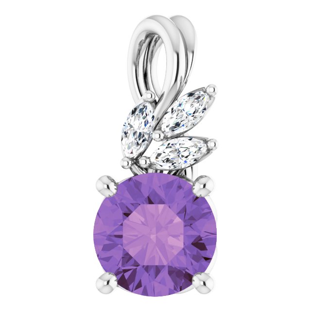 14K White Amethyst & 1/10 CTW Diamond Pendant 1