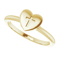 14K Yellow Heart with Cross Ring 5