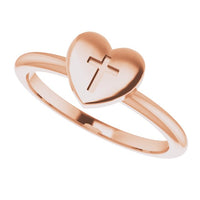 14K Rose Heart with Cross Ring 5