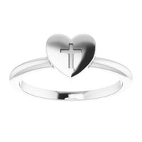 Sterling Silver Heart with Cross Ring 3