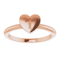 14K Rose Heart with Cross Ring 3