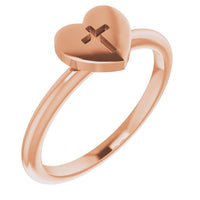 14K Rose Heart with Cross Ring 1