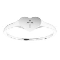 14K White Heart & Cross Ring Size 5 3