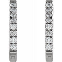 14K White 1/8 CTW Diamond Geometric Hinged Hoop Earrings 2