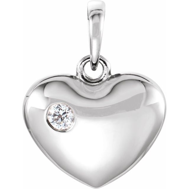 Platinum .05 CT Diamond 16.75x12.15 mm Heart Pendant 1