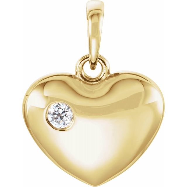 14K Yellow .05 CT Diamond 16.75x12.15 mm Heart Pendant 1