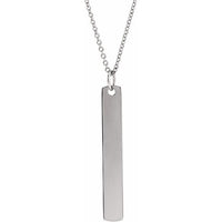 14K White 33x4.5 mm Engravable Bar 16-18" Necklace 1