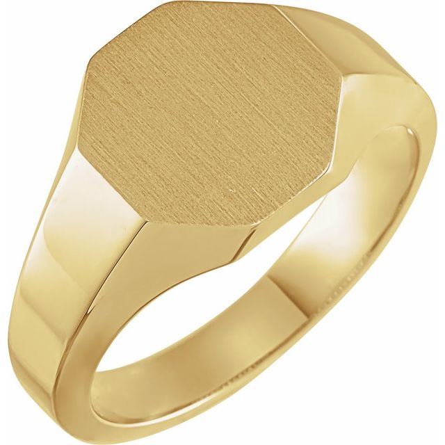 14K Yellow 12.4x12.1 mm Octogon Signet Ring 1