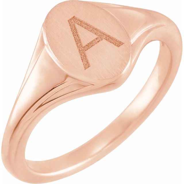 14K Rose 10.4x7.1 mm Oval Fluted Signet Ring 1