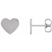 14K White Engravable Heart Earrings 1