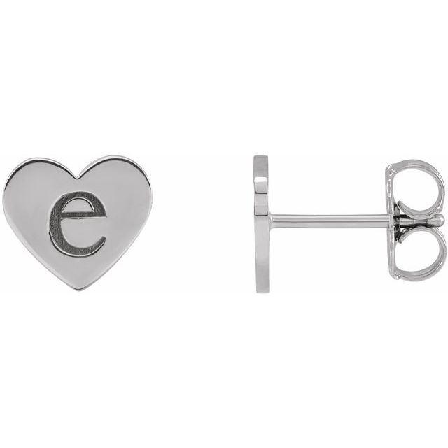 14K White Engravable Heart Earrings 2